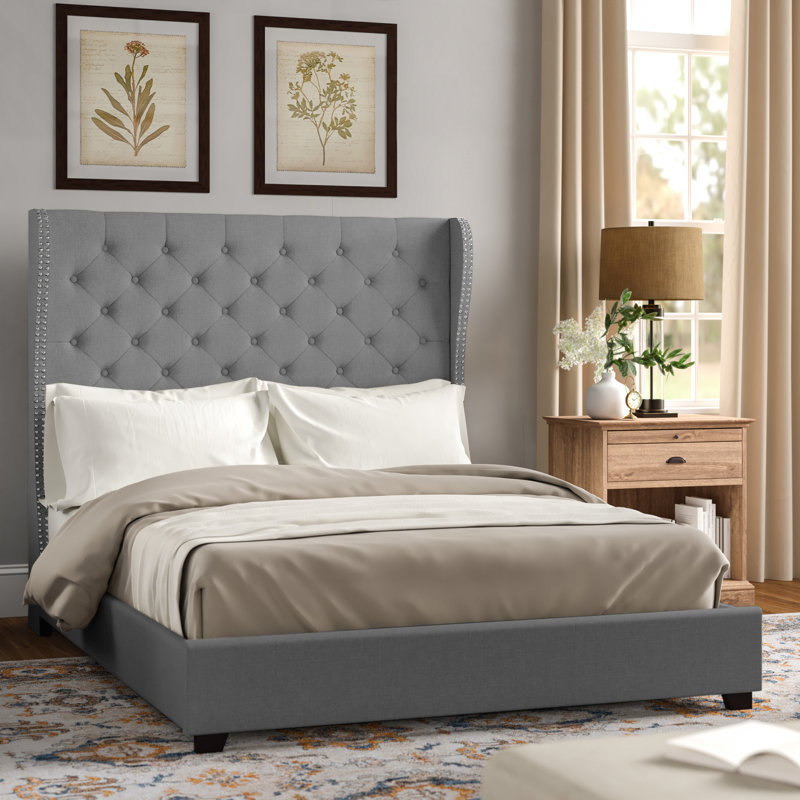 Three Posts StowtheWold Tufted Solid Wood and Upholstered Standard Bed